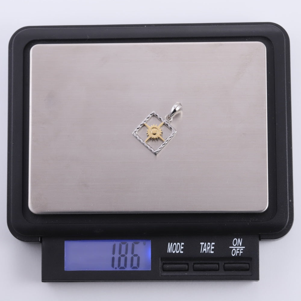 PSS1418 STAINLESS STEEL TWO-TONE SQUARE PENDANT