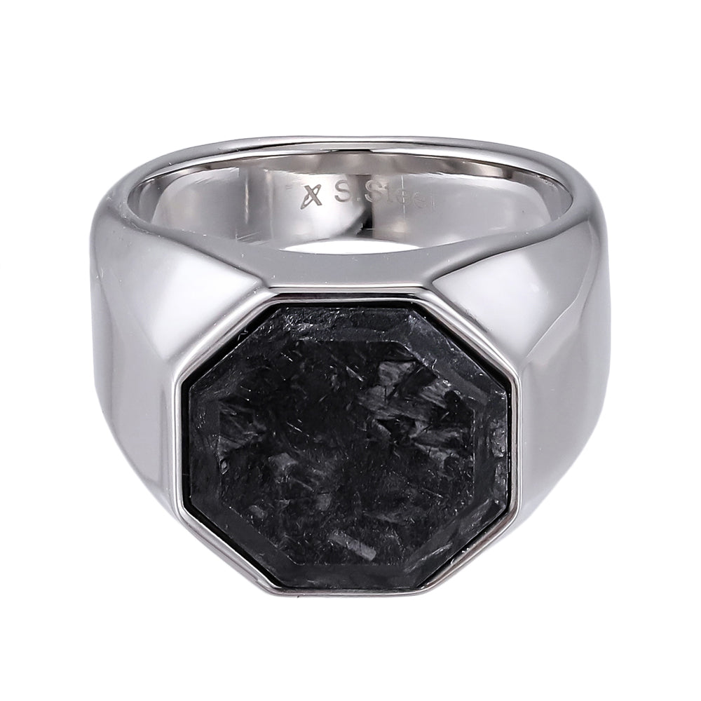 RSS1077 STAINLESS STEEL RING WITH FORGED CARBON