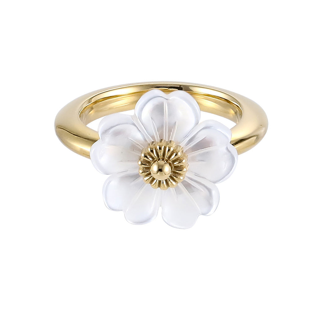 RSS1079 STAINLESS STEEL RING WITH MOP FLOWER