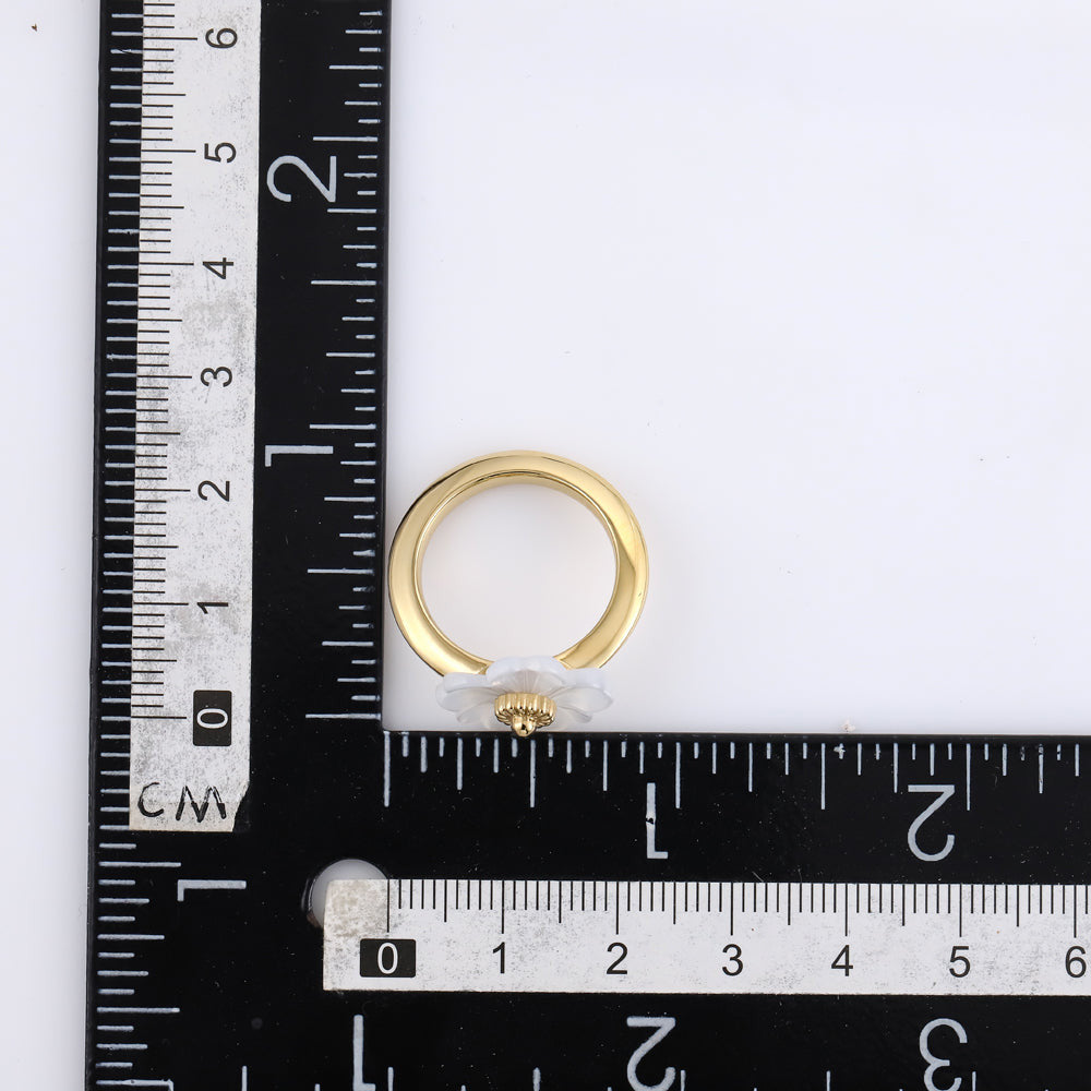 RSS1079 STAINLESS STEEL RING WITH MOP FLOWER