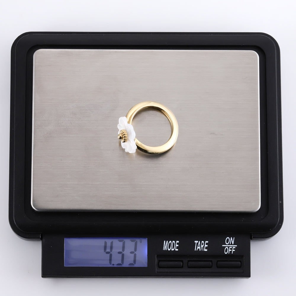RSS1079 STAINLESS STEEL RING WITH MOP FLOWER