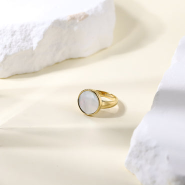 RSS1093 STAINLESS STEEL RING WITH ROUND MOP