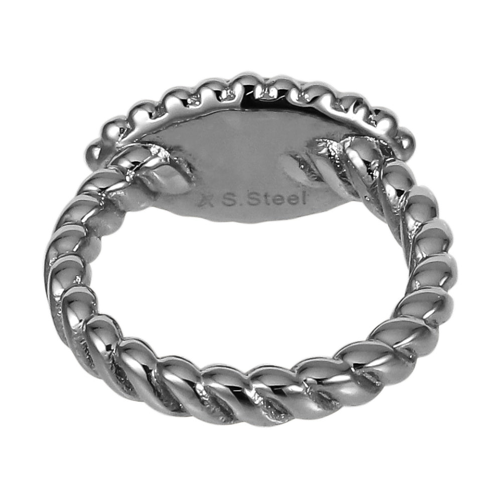 RSS1097 STAINLESS STEEL EVIL EYE RING WITH CZ