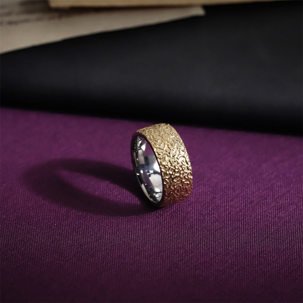 RSS1102 STAINLESS STEEL RING WITH ROCK SURFACE