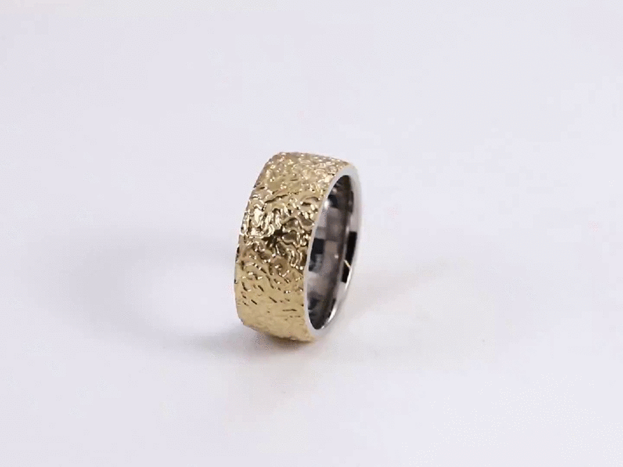 RSS1102 STAINLESS STEEL RING WITH ROCK SURFACE