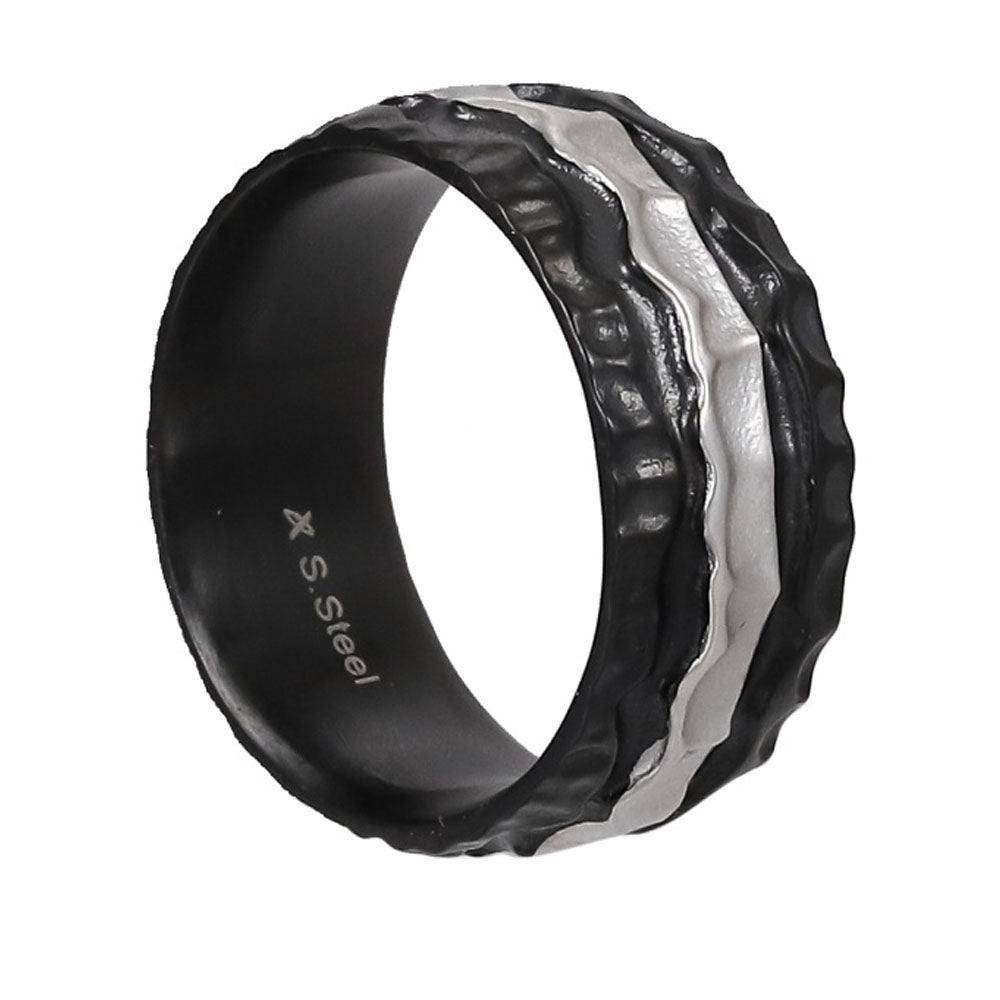 RSS1103 STAINLESS STEEL RING WITH ROCK SURFACE