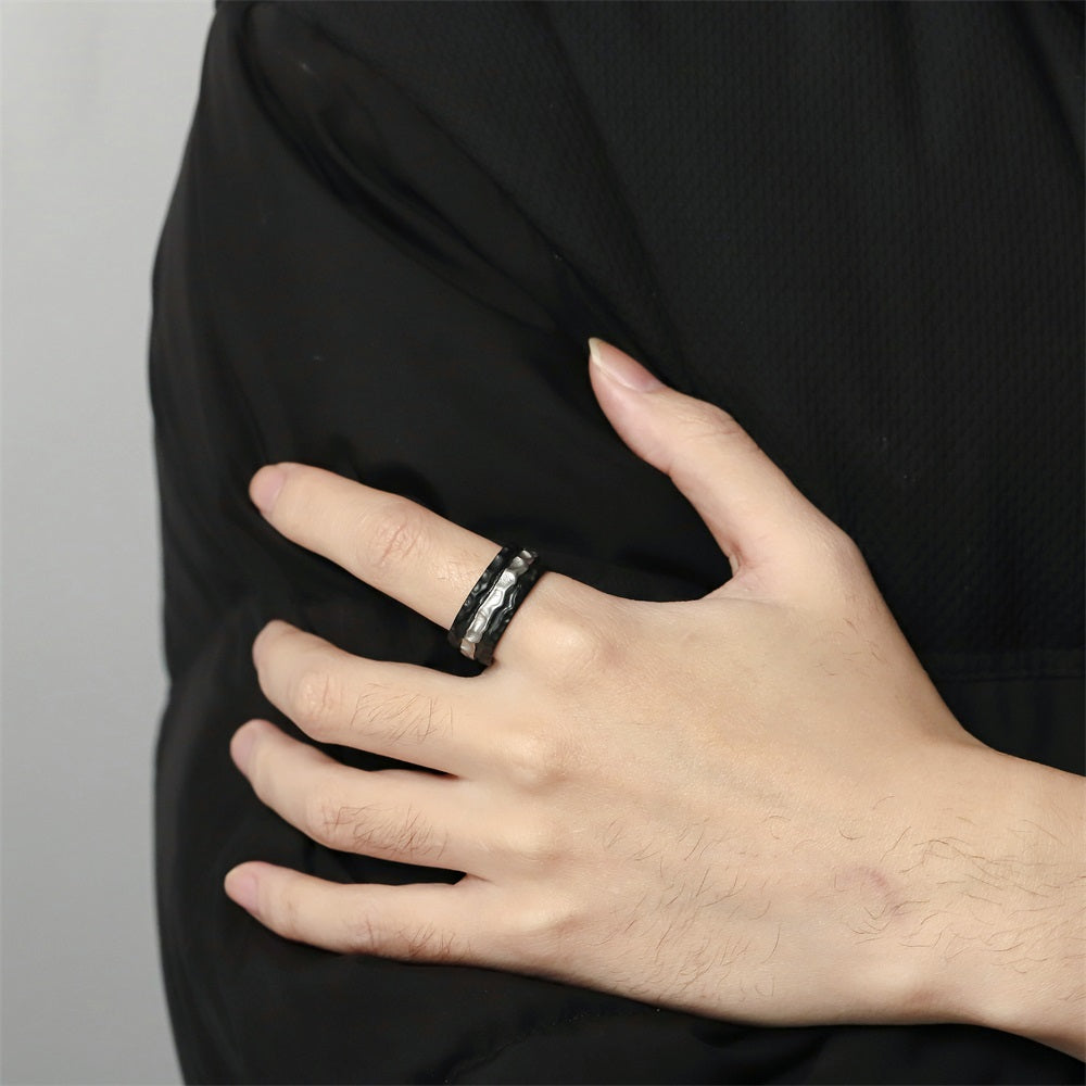 RSS1103 STAINLESS STEEL RING WITH ROCK SURFACE