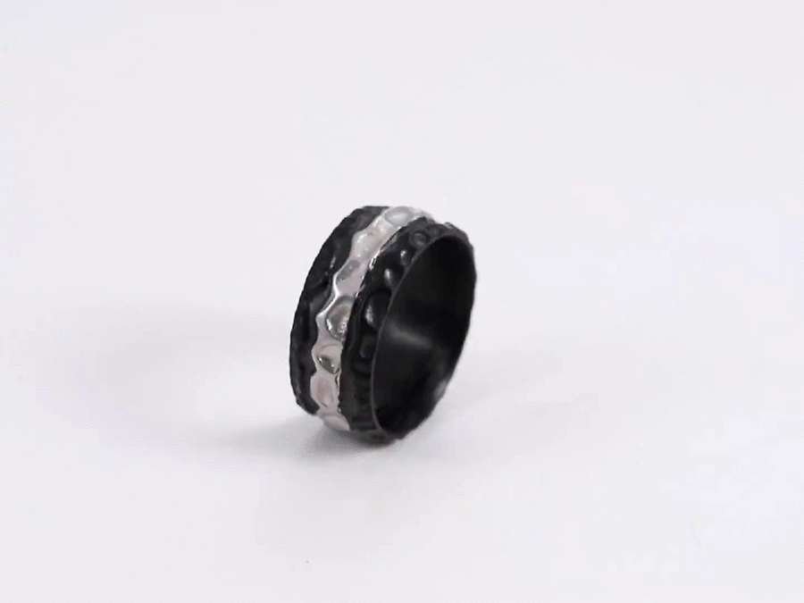 RSS1103 STAINLESS STEEL RING WITH ROCK SURFACE