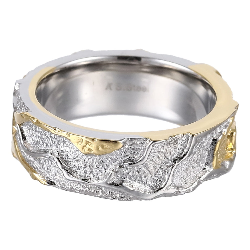 RSS1104 STAINLESS STEEL RING WITH ROCK SURFACE