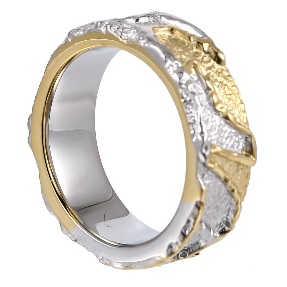 RSS1104 STAINLESS STEEL RING WITH ROCK SURFACE