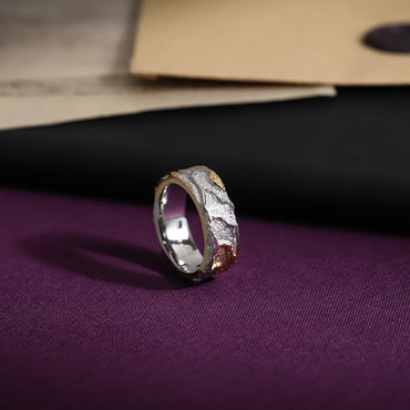 RSS1104 STAINLESS STEEL RING WITH ROCK SURFACE