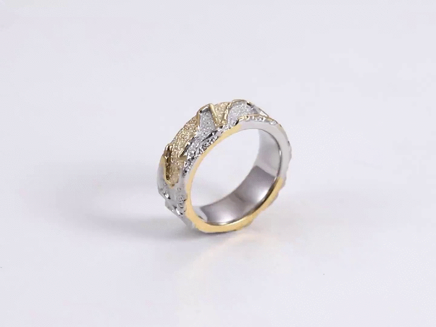RSS1104 STAINLESS STEEL RING WITH ROCK SURFACE