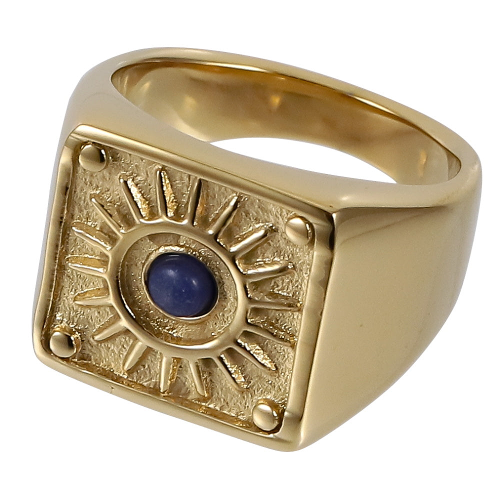 RSS1117 STAINLESS STEEL RING WITH NATURAL LAPIS