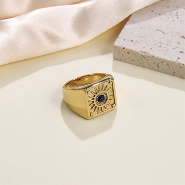 RSS1117 STAINLESS STEEL RING WITH NATURAL LAPIS