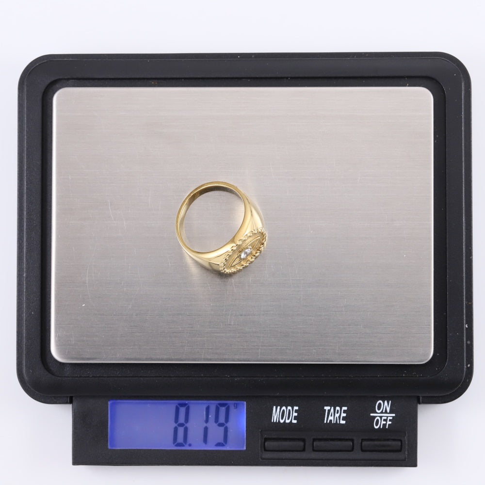 RSS1120 STAINLESS STEEL EVIL EYE RING WITH CZ