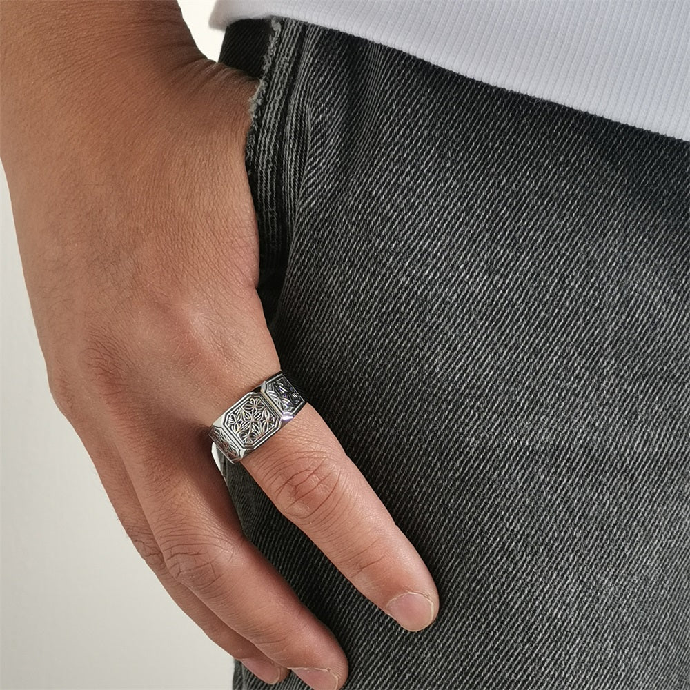 RSS1123 STAINLESS STEEL RING WITH PATTERN