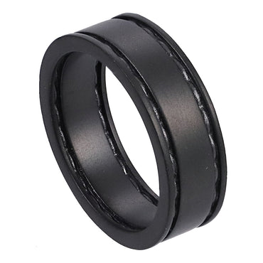 AAB Co. Stainless Steel Ring with Black Spray Matte Leather-Look Finish