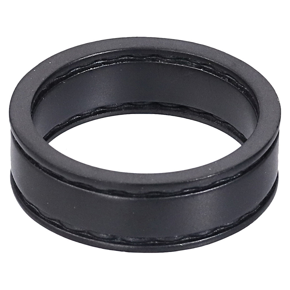 AAB Co. Stainless Steel Ring with Black Spray Matte Leather-Look Finish