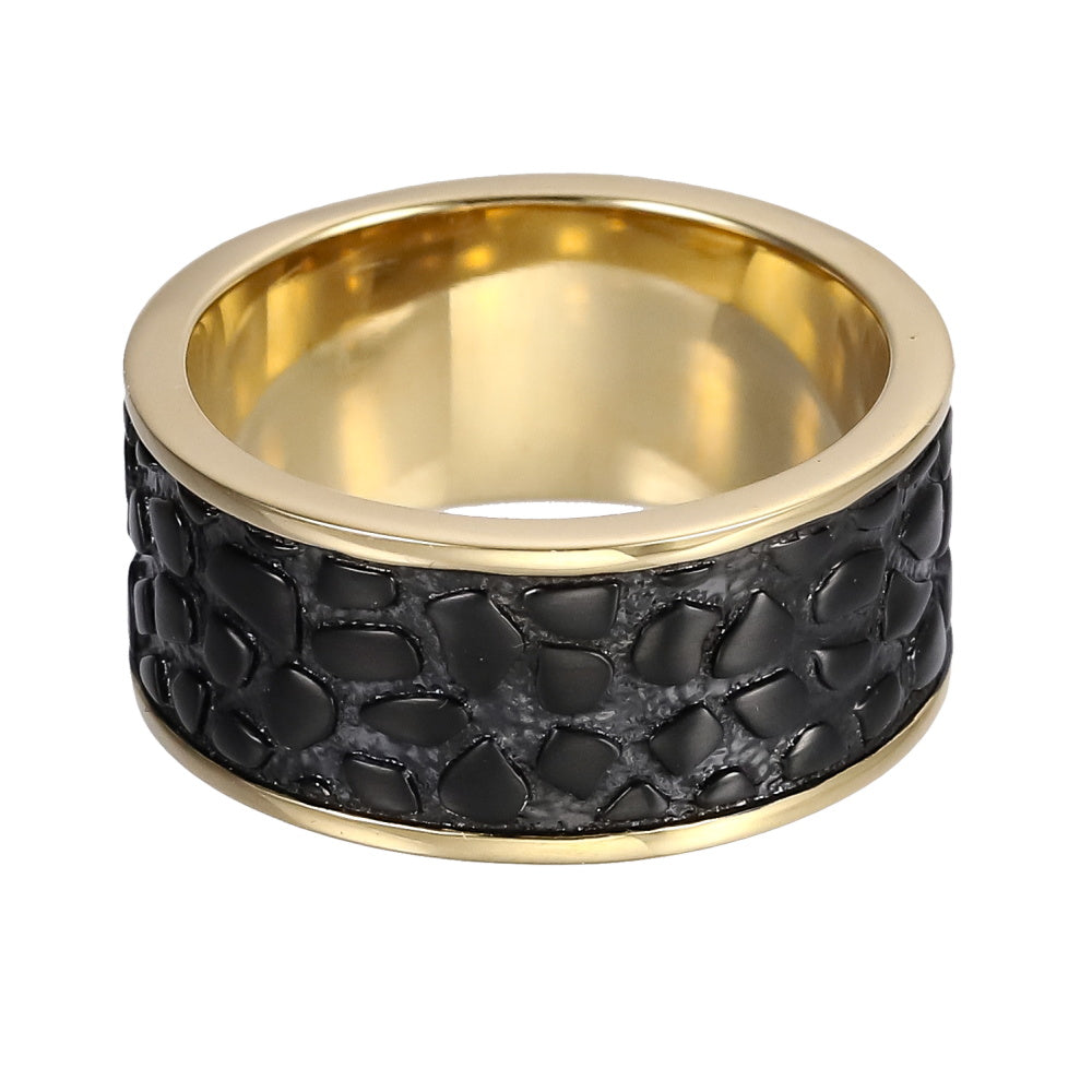 AAB Co. Stainless Steel Ring with Black Matte & 14K Gold Two-Tone Finish