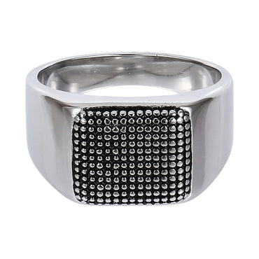 AAB Co. Stainless Steel Square Pattern Ring with Black Oil Finish