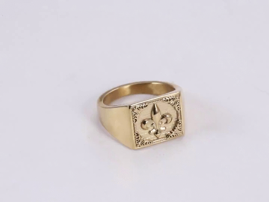 RSS1133 STAINLESS STEEL RING WITH LILY PATTERN