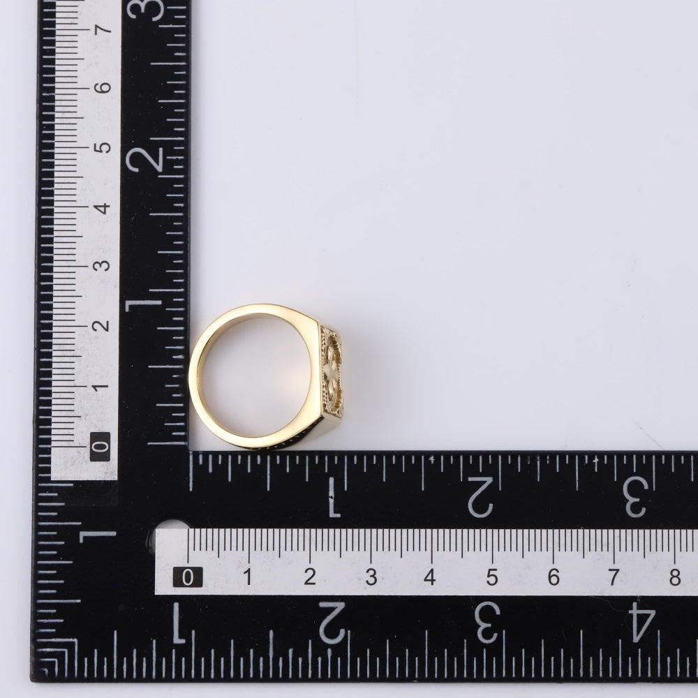 RSS1133 STAINLESS STEEL RING WITH LILY PATTERN