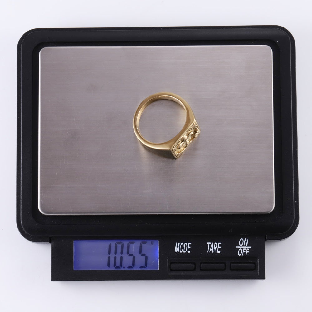 RSS1133 STAINLESS STEEL RING WITH LILY PATTERN