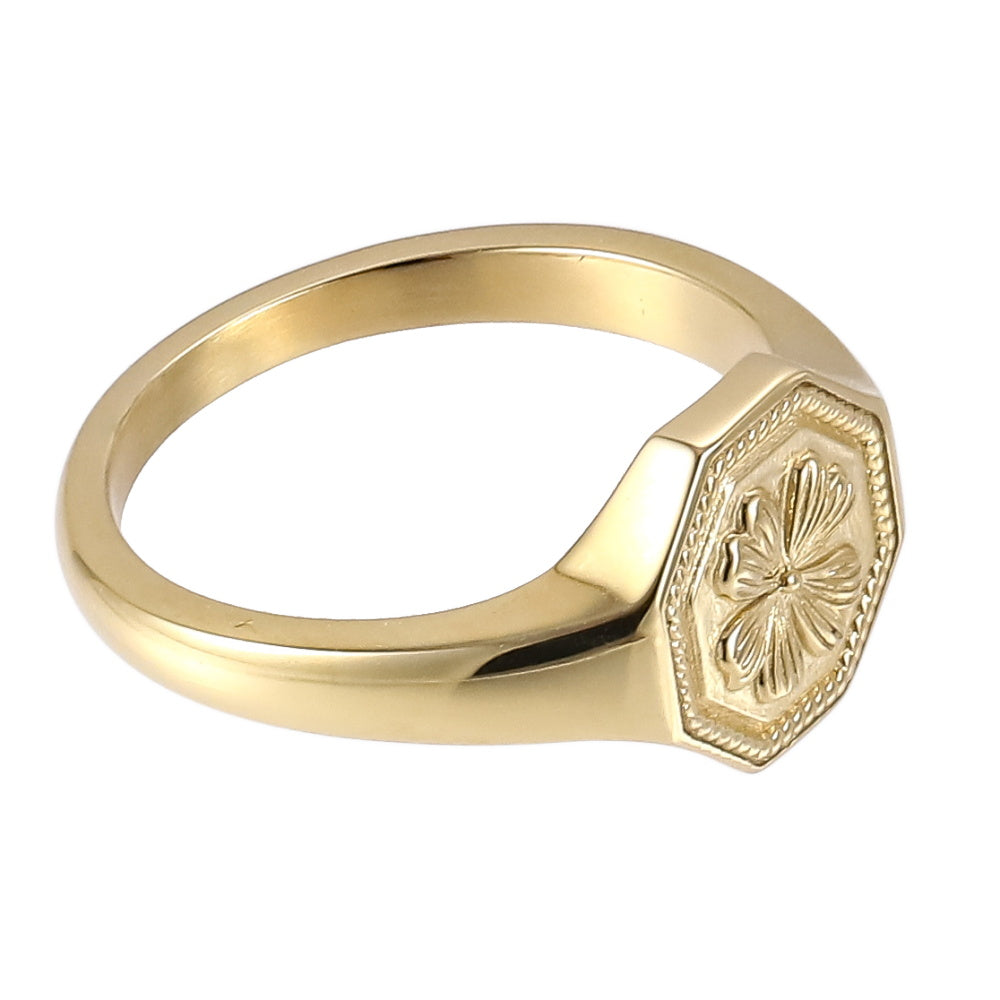 AAB Co. Gold Stainless Steel Clover Ring