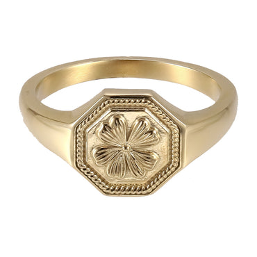 AAB Co. Gold Stainless Steel Clover Ring