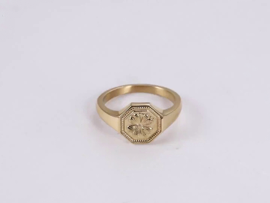 RSS1134 STAINLESS STEEL RING WITH CLOVERS