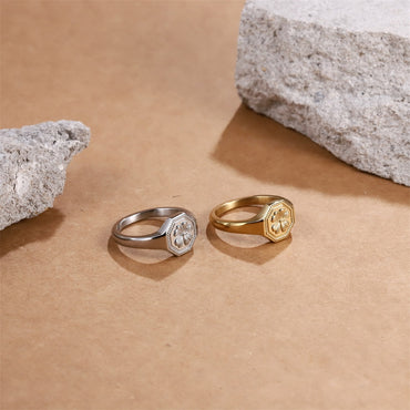 RSS1134 STAINLESS STEEL RING WITH CLOVERS