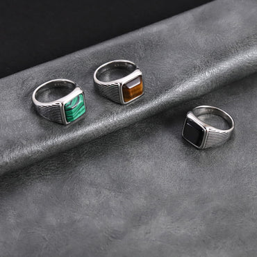 RSS1135 STAINLESS STEEL RING WITH SQUARE STONE