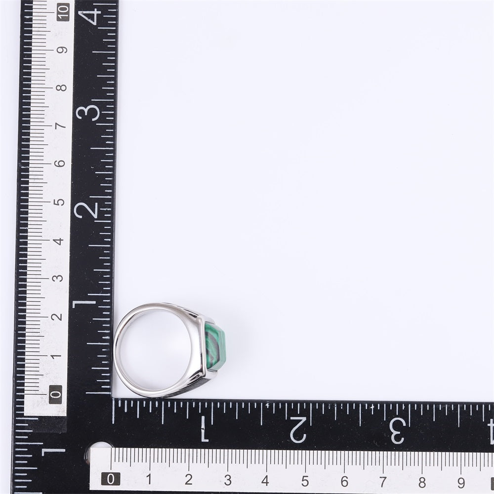 RSS1135 STAINLESS STEEL RING WITH SQUARE STONE