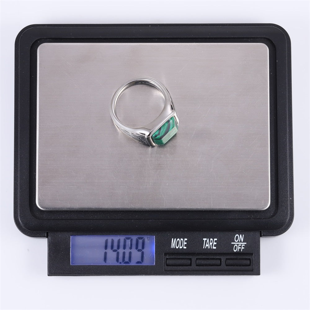 RSS1135 STAINLESS STEEL RING WITH SQUARE STONE