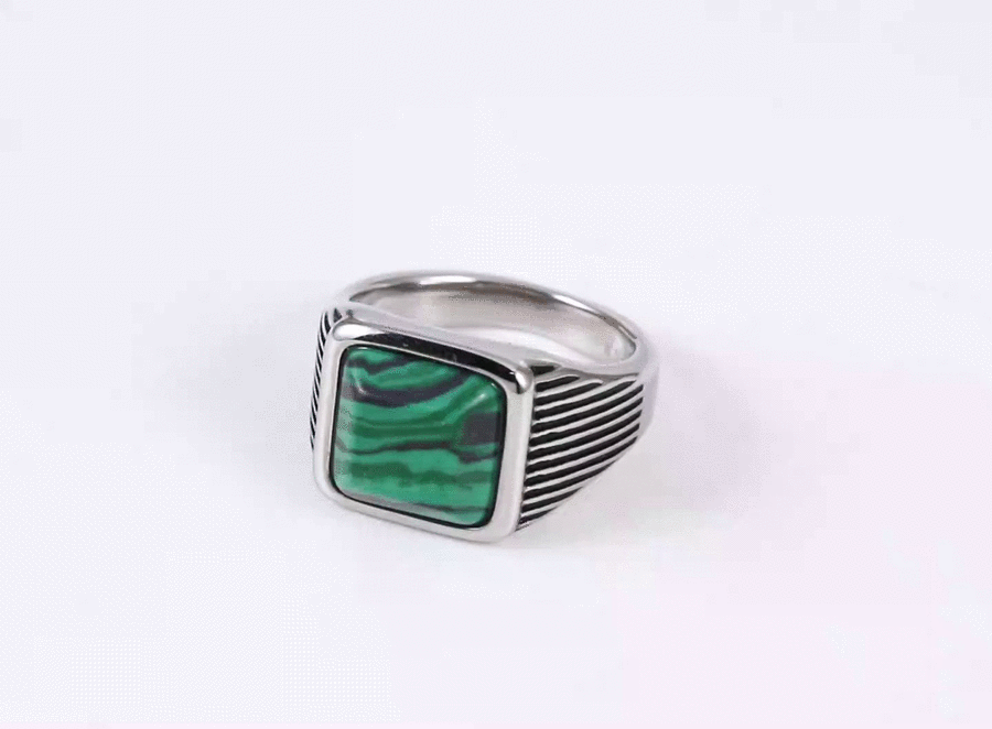 RSS1135 STAINLESS STEEL RING WITH SQUARE STONE