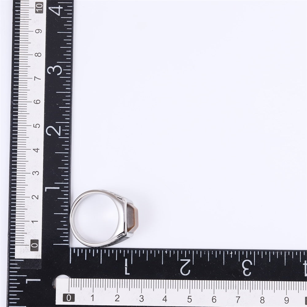 RSS1135 STAINLESS STEEL RING WITH SQUARE STONE