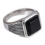 AAB Co. Stainless Steel Square Stone Ring – Black Onyx