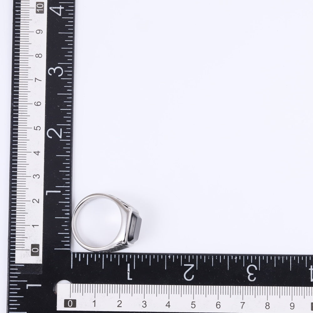 RSS1135 STAINLESS STEEL RING WITH SQUARE STONE