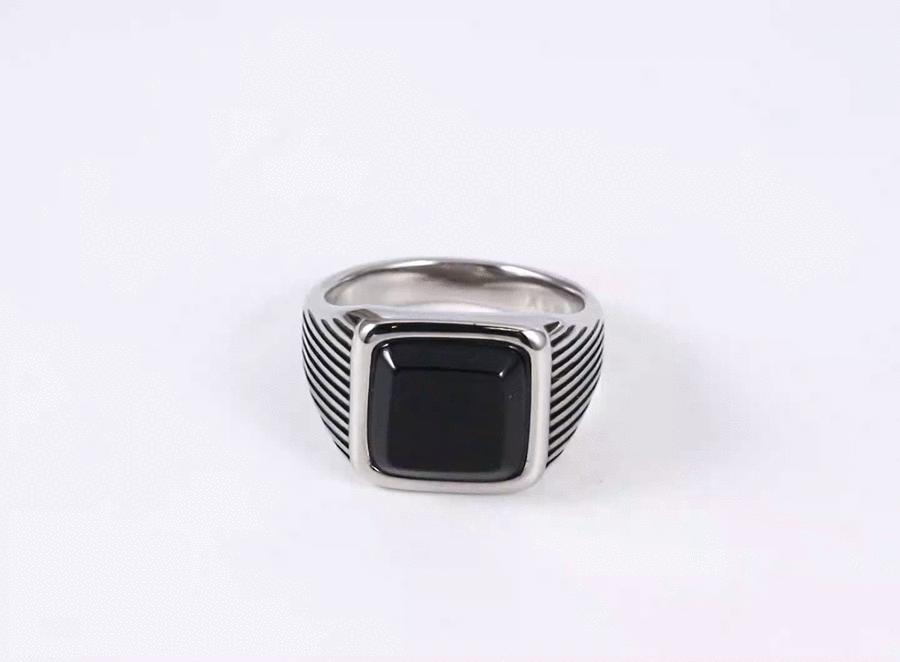 RSS1135 STAINLESS STEEL RING WITH SQUARE STONE