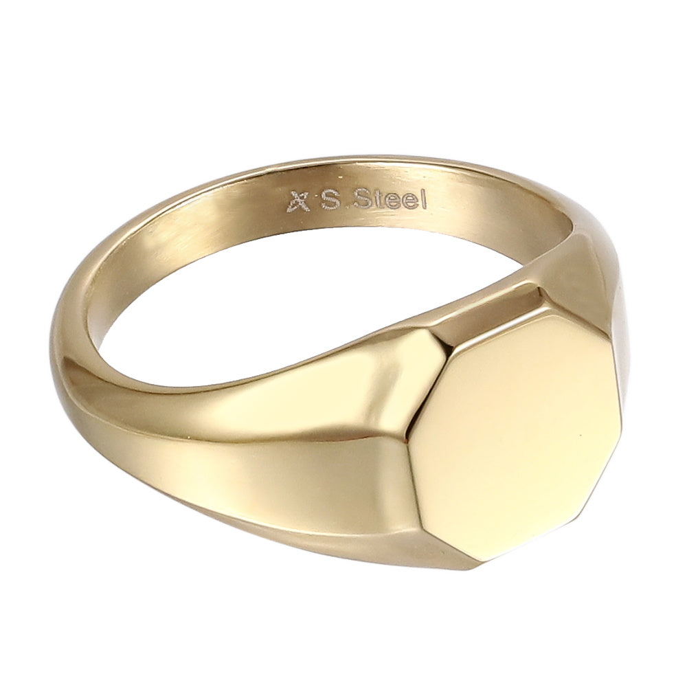 AAB Co. Stainless Steel Octagonal Signet Ring – 14K Gold Matte
