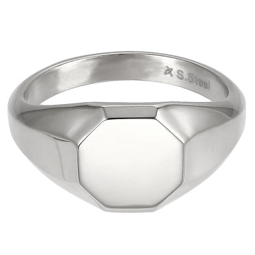 AAB Co. Stainless Steel Octagonal Signet Ring – Shiny Steel