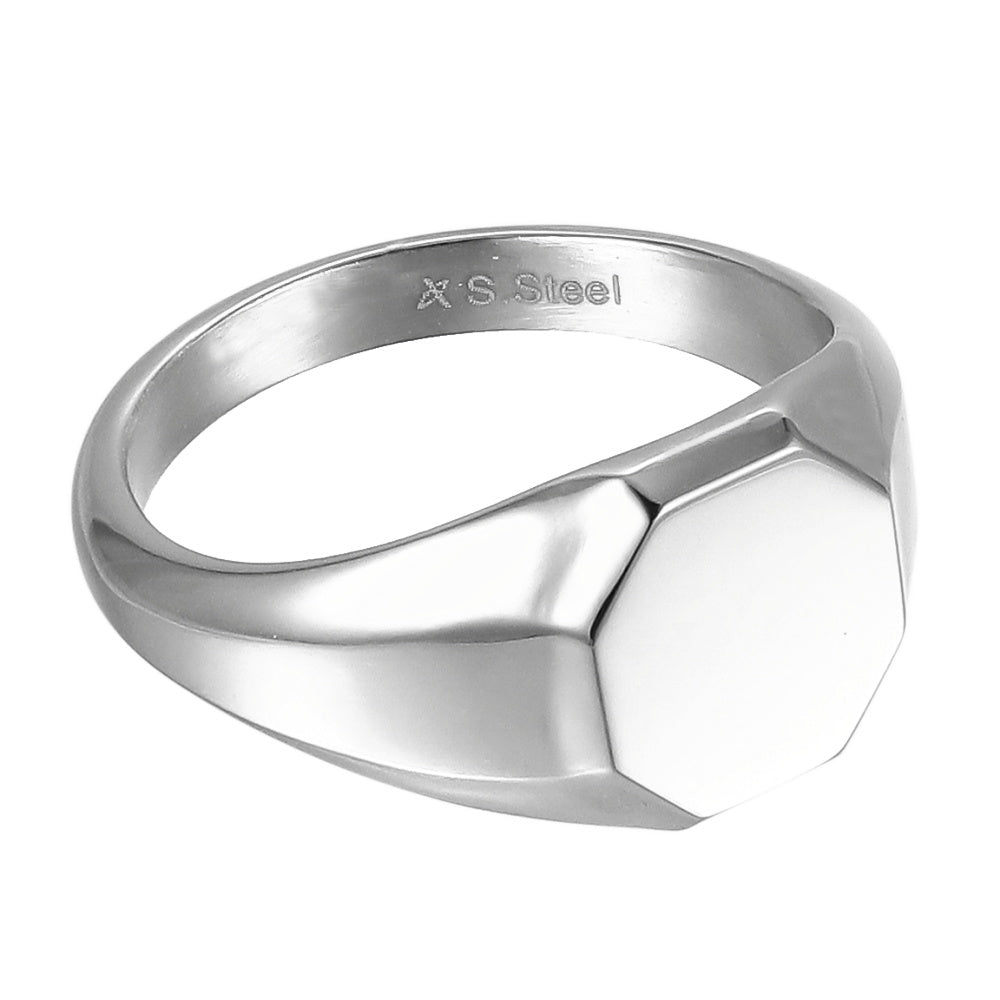 AAB Co. Stainless Steel Octagonal Signet Ring – Shiny Steel