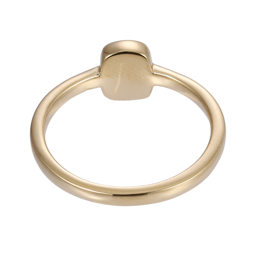 AAB Co stainless steel rectangle stone ring with yellow tiger eye in 14K gold finish
