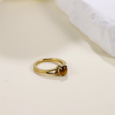 RSS1142 STAINLESS STEEL RING WITH NATURAL ROUND STONE