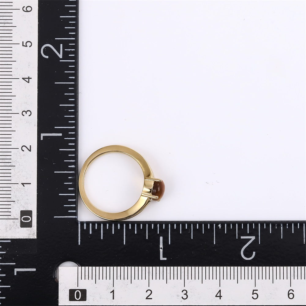 RSS1142 STAINLESS STEEL RING WITH NATURAL ROUND STONE