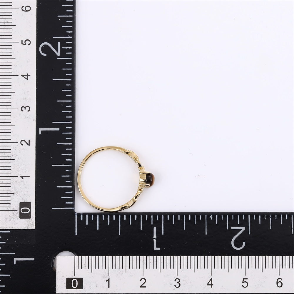 RSS1143 STAINLESS STEEL RING CHAIN LINK DESIGN WITH NATURAL ROUND STONE