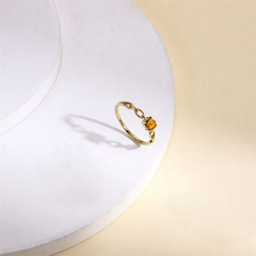 RSS1143 STAINLESS STEEL RING CHAIN LINK DESIGN WITH NATURAL ROUND STONE