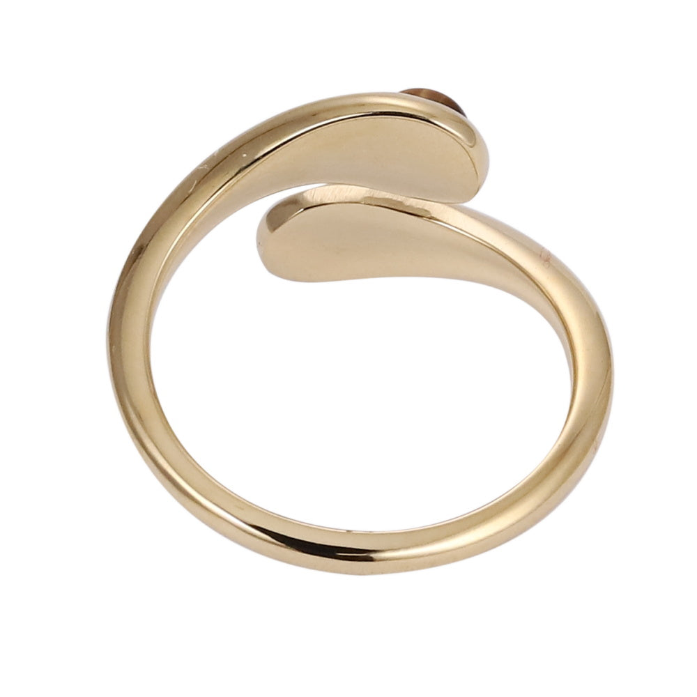 AAB Co stainless steel open wrap ring with natural yellow tiger eye in 14K gold finish