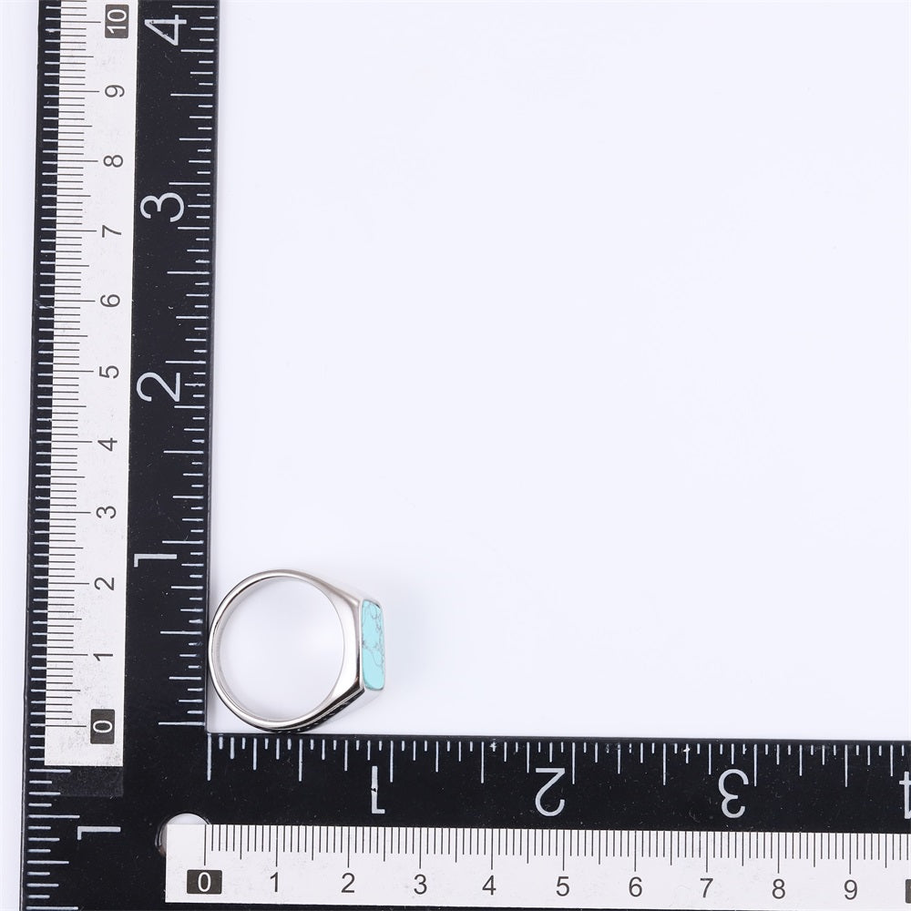 RSS1145 STAINLESS STEEL RING WITH SYNTHETIC TURQUOISE