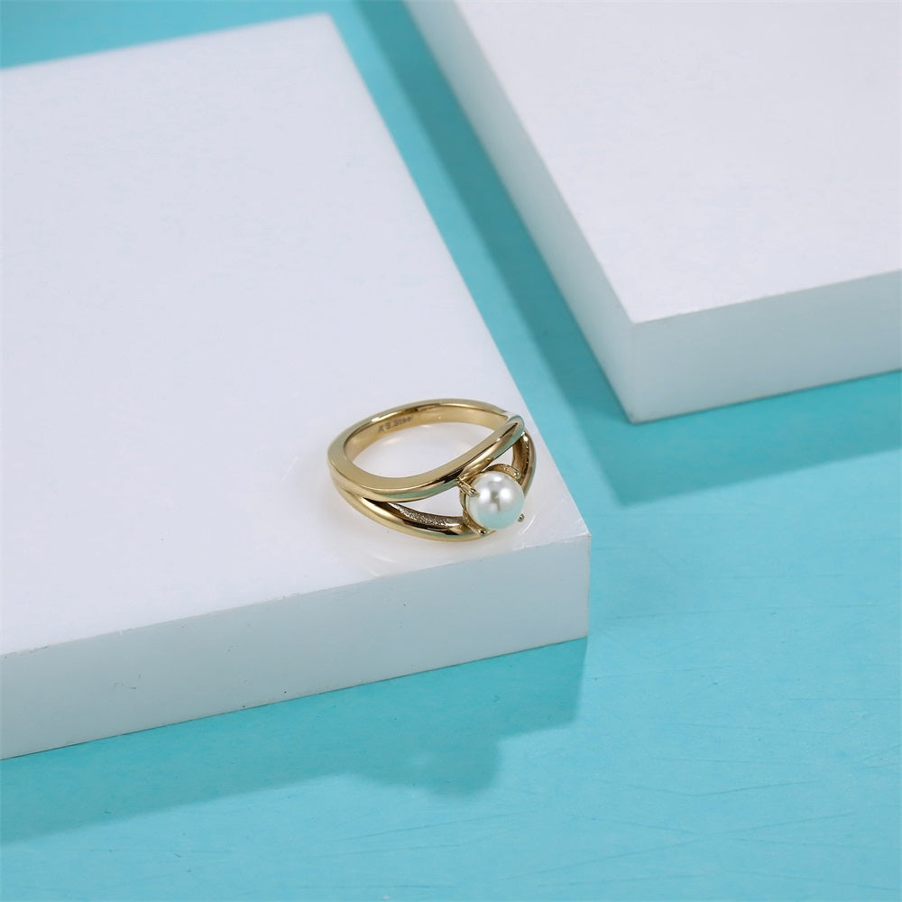 RSS1147 STAINLESS STEEL RING WITH SHELL PEARL